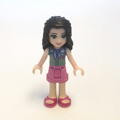 LEGO Minifigure-Emma, Dark Pink Shorts, Sand Green Top with Red Cross Logo and Scarf-Friends-FRND077-Creative Brick Builders